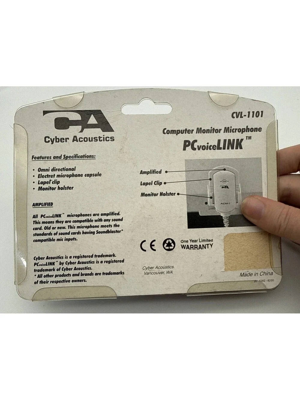 CVL-1101 PCvoiceLINK Computer Monitor Microphone CA Cyber Acoustics NEW SEALED
